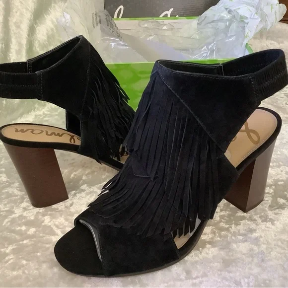 New Sam Edelman Elaine Fringe 8 Heels - Picture 9 of 15